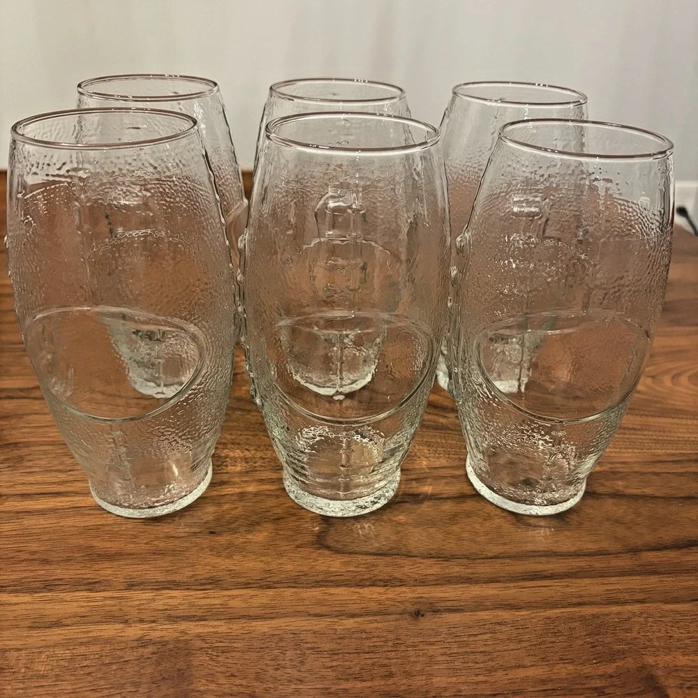 Set of 6 Libbey Football Shaped NFL Clear Beer Bar Glasses - Water Glass - 23oz